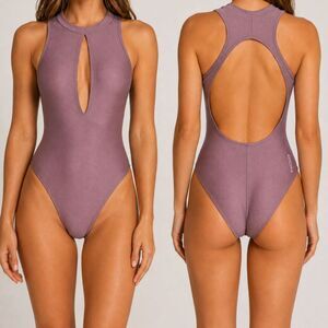 Vintage Purple Cutout One Piece Swimsuit Size Small